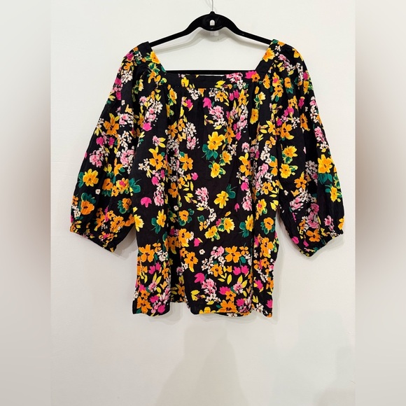 Women’s Chaps Square Neck Pheasant Classic Floral Hobo 3/4 Sleeve Top - Picture 1 of 4